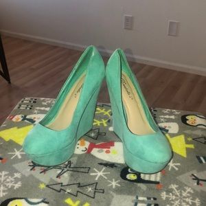 Wedge mint green shoes